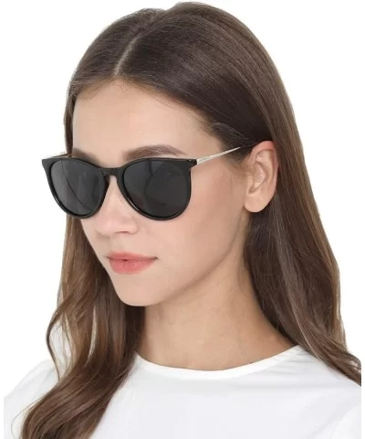 Vintage Polarized Sunglasses for Women Men - Plastic Frame UV400 Protection with Sunglasses Case U171 - Blk_blk - CJ18Y3CT8DI...