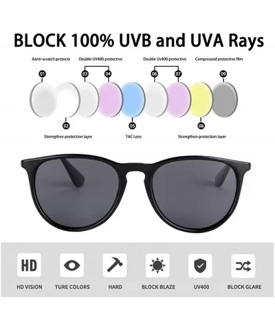 Vintage Polarized Sunglasses for Women Men - Plastic Frame UV400 Protection with Sunglasses Case U171 - Blk_blk - CJ18Y3CT8DI...