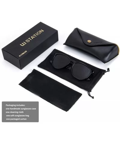 Vintage Polarized Sunglasses for Women Men - Plastic Frame UV400 Protection with Sunglasses Case U171 - Blk_blk - CJ18Y3CT8DI...