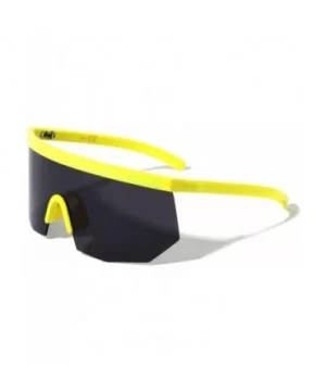 XL Oversized Semi Rimless Sport Wrap Around Shield Sunglasses - Yellow Frame - CL199YWXUGK $10.69 Oversized