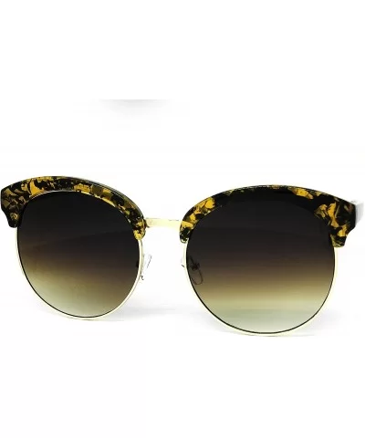 97018XL Premium Oversize Cats eye Womens Mens Mirror Funky Flat Sunglasses - Amber Brown - C618G8D9AL8 $11.89 Cat Eye