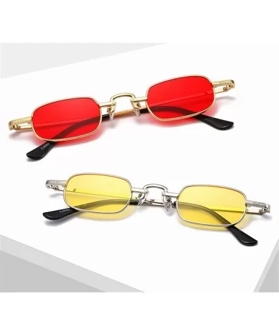 Women&Men Vintage Small Rectangle Sunglasses Metal Frame Hip Hop Sun Glasses Fashion Red Sunglass Retro Shades - C3199CLTC2K ...