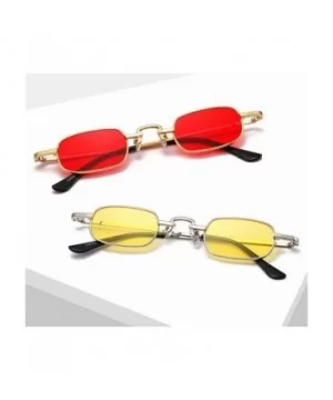 Women&Men Vintage Small Rectangle Sunglasses Metal Frame Hip Hop Sun Glasses Fashion Red Sunglass Retro Shades - C3199CLTC2K ...