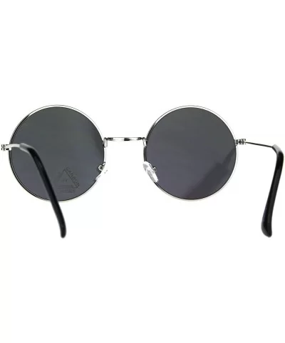 Color Mirror Lens Metal Rim Round Circle Hippie Groovy Sunglasses - Silver Peach - CA189Y3AT22 $5.49 Round