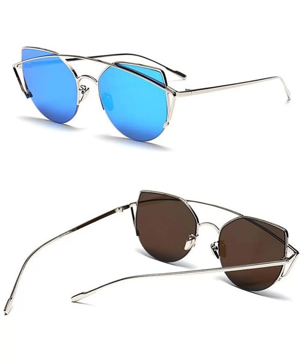 New Elegant Retro Women Eyewear Vintage Men Goggles Metal Frame UV400 Sunglasses - Silver Frame/Blue - C512KCVB7RN $5.99 Goggle