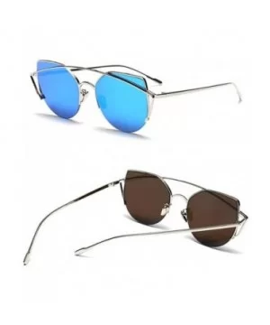 New Elegant Retro Women Eyewear Vintage Men Goggles Metal Frame UV400 Sunglasses - Silver Frame/Blue - C512KCVB7RN $5.99 Goggle