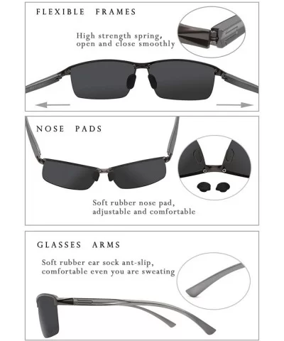 Men's Driving Polarized Sunglasses for Men Sports Eyewear Fishing Goggles with Al-Mg Frame - Gun Frame Gray Lens - CE18HSOS26...