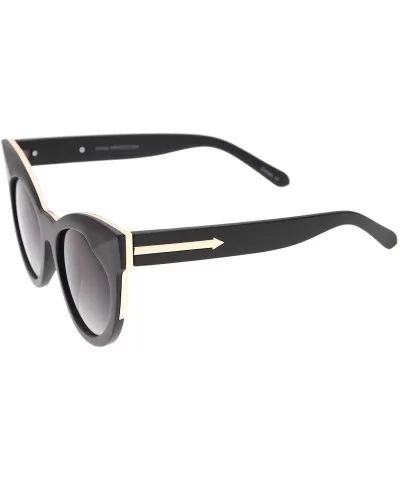 Womens Mod Fashion Oversized Flat Lens Bold Chunky Cat Eye Sunglasses 64mm - Shiny Black-gold / Smoke - C9128PMCK1N $8.48 Cat...