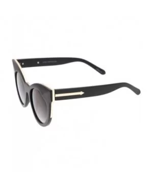 Womens Mod Fashion Oversized Flat Lens Bold Chunky Cat Eye Sunglasses 64mm - Shiny Black-gold / Smoke - C9128PMCK1N $8.48 Cat...