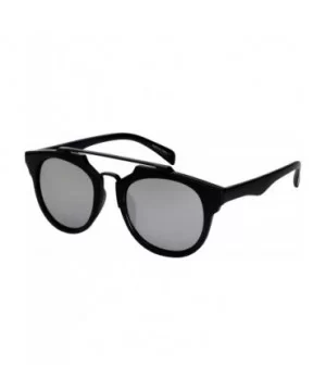 Double Cross Bar Sunglasses with Color Mirror Lens 32154MT-REV - Matte Black - CE12I3OLRFX $8.85 Aviator