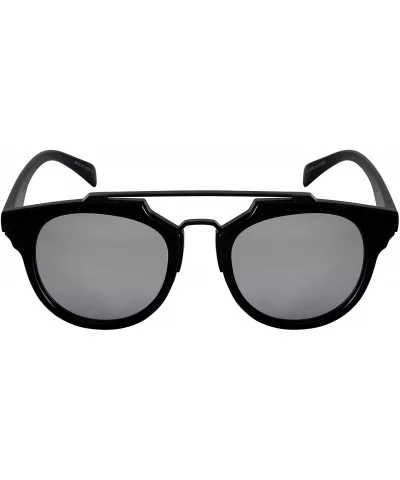 Double Cross Bar Sunglasses with Color Mirror Lens 32154MT-REV - Matte Black - CE12I3OLRFX $8.85 Aviator