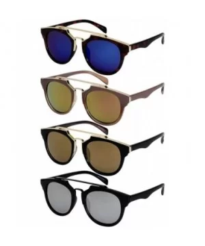 Double Cross Bar Sunglasses with Color Mirror Lens 32154MT-REV - Matte Black - CE12I3OLRFX $8.85 Aviator