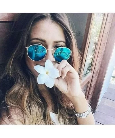 Round Polarized Sunglasses for Men Women Vintage Designer Circle Lens Sun Glasses - CV18I8GUDDS $8.44 Oval