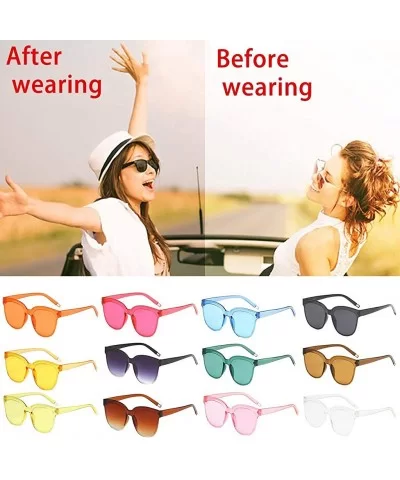 Classic Women Square Sunglasses for 100% UV Protection Flat Lens Fashion Shades Transparent Candy Color Eyewear - C419075CLQI...