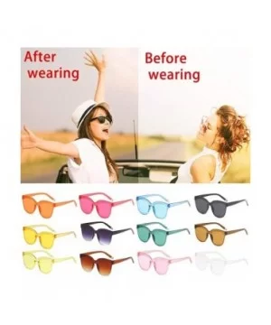 Classic Women Square Sunglasses for 100% UV Protection Flat Lens Fashion Shades Transparent Candy Color Eyewear - C419075CLQI...