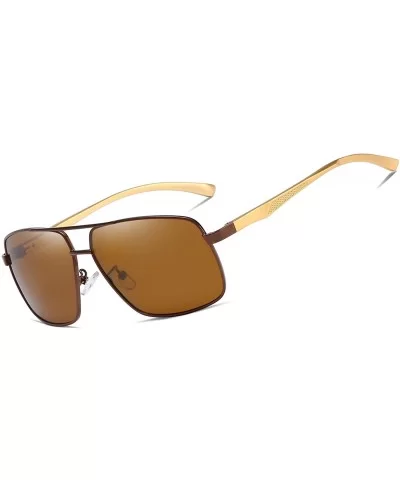 Polarized Avaitor Sunglasses Al-Mg for Men Driving Sun Glasses Women - Gold Brown - CC1953WAX7S $11.10 Aviator