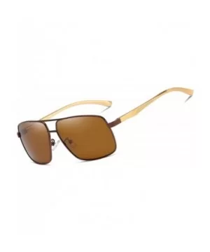 Polarized Avaitor Sunglasses Al-Mg for Men Driving Sun Glasses Women - Gold Brown - CC1953WAX7S $11.10 Aviator