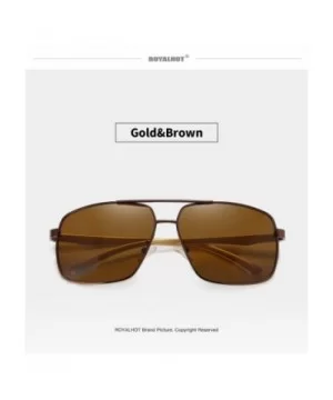 Polarized Avaitor Sunglasses Al-Mg for Men Driving Sun Glasses Women - Gold Brown - CC1953WAX7S $11.10 Aviator