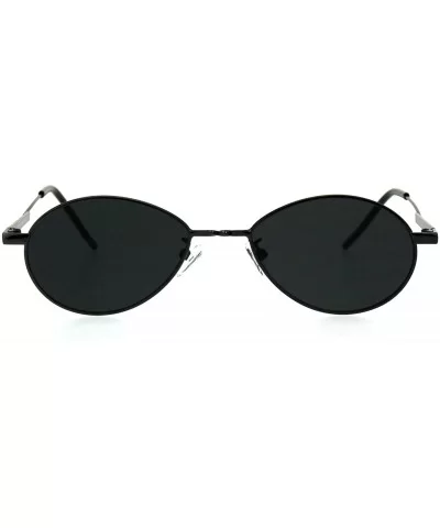 Mens Mod Oval Round Metal Rim Hippie Sunglasses - Gold Black - C018GQYQHRN $11.10 Round