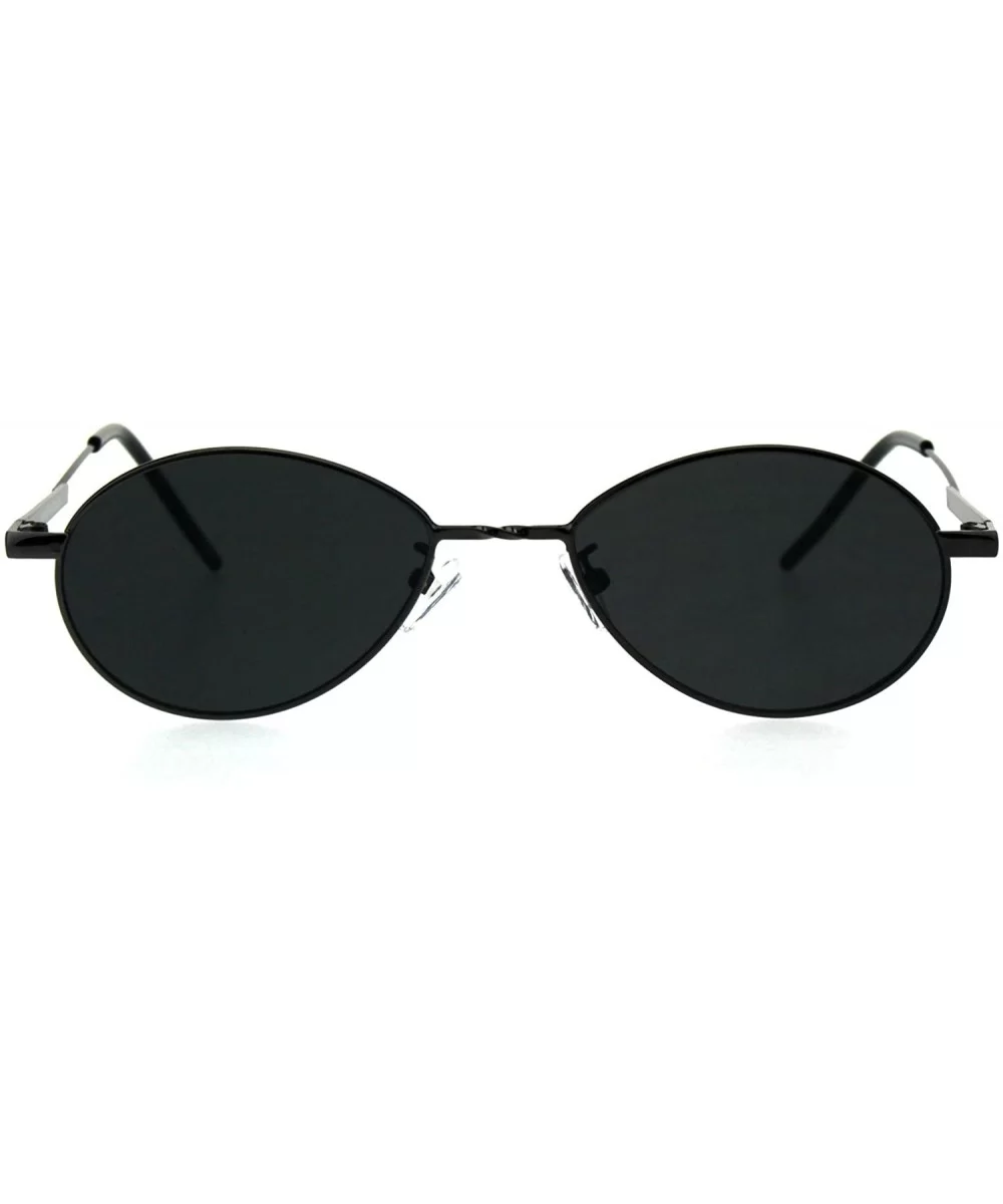 Mens Mod Oval Round Metal Rim Hippie Sunglasses - Gold Black - C018GQYQHRN $11.10 Round