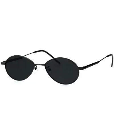 Mens Mod Oval Round Metal Rim Hippie Sunglasses - Gold Black - C018GQYQHRN $11.10 Round