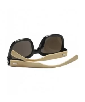 Wooden Bamboo Square Sunglasses Fashion Classic Retro Designer for Women Men - Black/Green - CS12JRYXMFL $13.73 Oversized