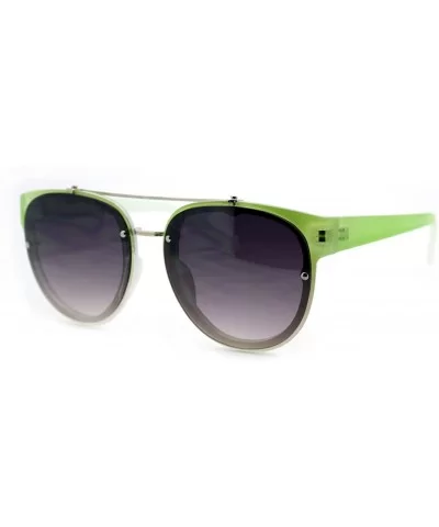 Womens Retro Hipster Sunglasses Round Flat Top Rimless Look - Green - C51275NYT49 $6.51 Rimless