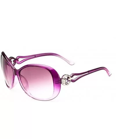 Womens Fashion Oval Shape UV400 Framed Sunglasses - Purple - CV197X32WS6 $6.05 Oval