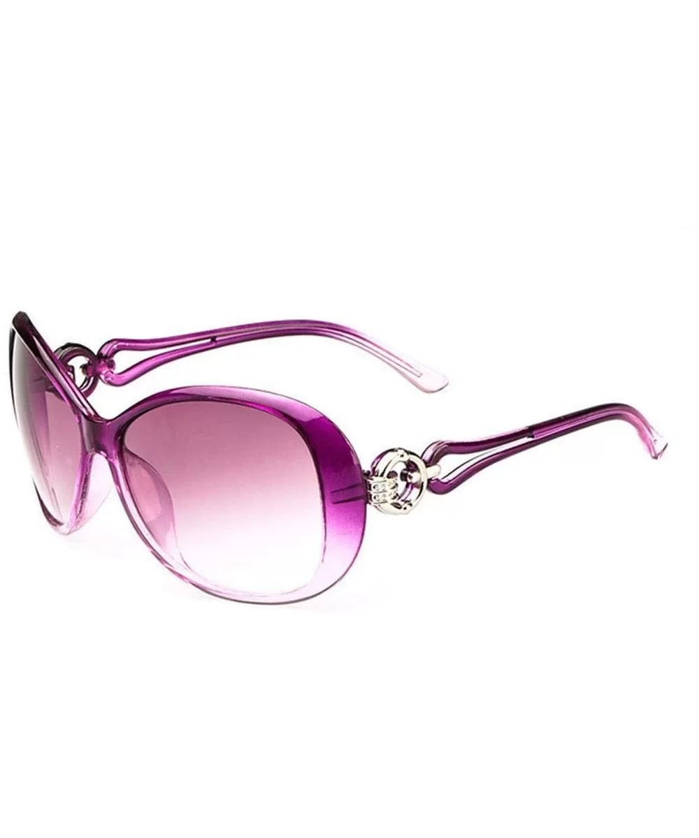 Womens Fashion Oval Shape UV400 Framed Sunglasses - Purple - CV197X32WS6 $6.05 Oval