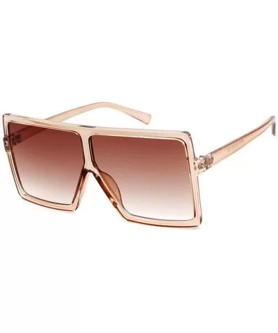 Oversized Sunglasses for Women Vintage Trendy Designer Glasses - Clear Orange Frame Brown Lens - CG18SX9U600 $5.16 Oversized