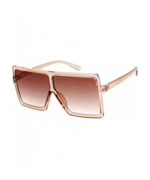 Oversized Sunglasses for Women Vintage Trendy Designer Glasses - Clear Orange Frame Brown Lens - CG18SX9U600 $5.16 Oversized