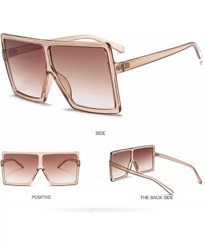 Oversized Sunglasses for Women Vintage Trendy Designer Glasses - Clear Orange Frame Brown Lens - CG18SX9U600 $5.16 Oversized