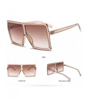 Oversized Sunglasses for Women Vintage Trendy Designer Glasses - Clear Orange Frame Brown Lens - CG18SX9U600 $5.16 Oversized