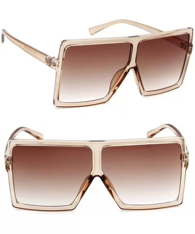 Oversized Sunglasses for Women Vintage Trendy Designer Glasses - Clear Orange Frame Brown Lens - CG18SX9U600 $5.16 Oversized