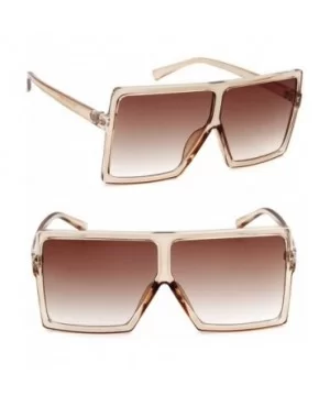 Oversized Sunglasses for Women Vintage Trendy Designer Glasses - Clear Orange Frame Brown Lens - CG18SX9U600 $5.16 Oversized