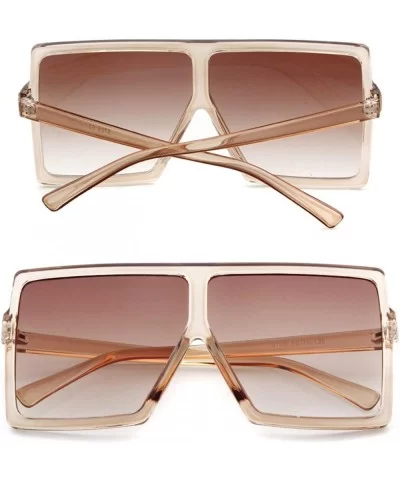 Oversized Sunglasses for Women Vintage Trendy Designer Glasses - Clear Orange Frame Brown Lens - CG18SX9U600 $5.16 Oversized