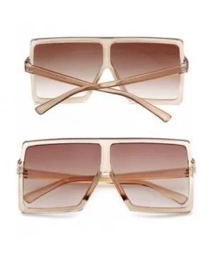 Oversized Sunglasses for Women Vintage Trendy Designer Glasses - Clear Orange Frame Brown Lens - CG18SX9U600 $5.16 Oversized