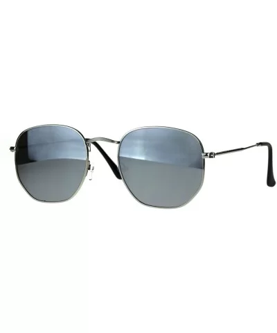 Designer Fashion Sunglasses Thin Metal Hexagon Shape Mirror Lens UV 400 - Silver (Silver Mirror) - C8188N6EC36 $8.87 Square