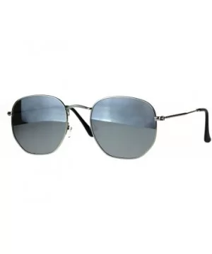 Designer Fashion Sunglasses Thin Metal Hexagon Shape Mirror Lens UV 400 - Silver (Silver Mirror) - C8188N6EC36 $8.87 Square