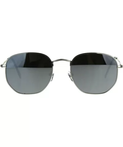 Designer Fashion Sunglasses Thin Metal Hexagon Shape Mirror Lens UV 400 - Silver (Silver Mirror) - C8188N6EC36 $8.87 Square