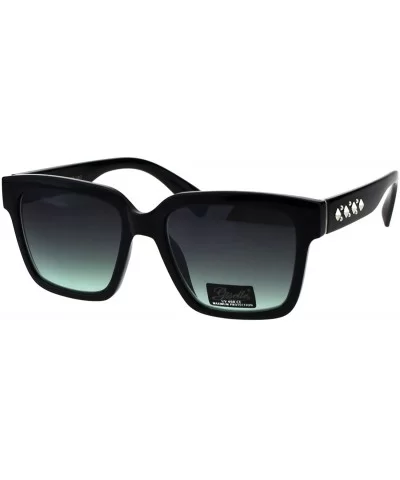 Womens Boyfriend Style Horn Rim Rectangular Plastic Goth Sunglasses - Black Green Smoke - CI18EHMUQO6 $5.67 Rectangular