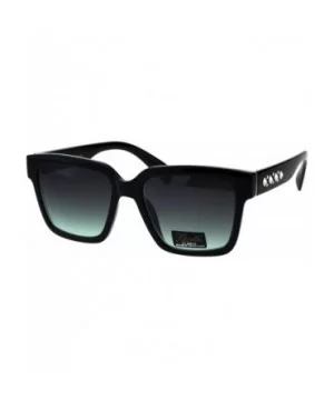 Womens Boyfriend Style Horn Rim Rectangular Plastic Goth Sunglasses - Black Green Smoke - CI18EHMUQO6 $5.67 Rectangular