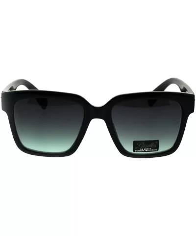 Womens Boyfriend Style Horn Rim Rectangular Plastic Goth Sunglasses - Black Green Smoke - CI18EHMUQO6 $5.67 Rectangular