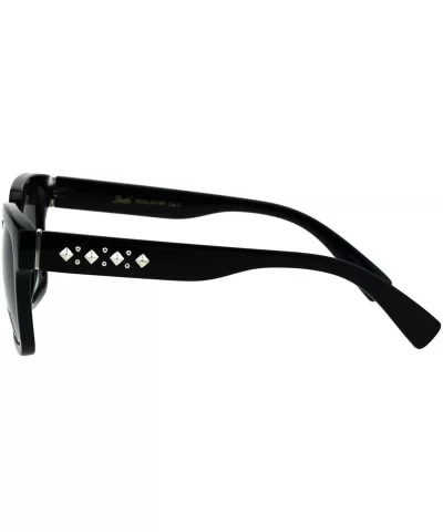 Womens Boyfriend Style Horn Rim Rectangular Plastic Goth Sunglasses - Black Green Smoke - CI18EHMUQO6 $5.67 Rectangular