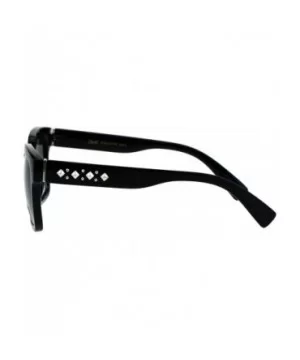 Womens Boyfriend Style Horn Rim Rectangular Plastic Goth Sunglasses - Black Green Smoke - CI18EHMUQO6 $5.67 Rectangular