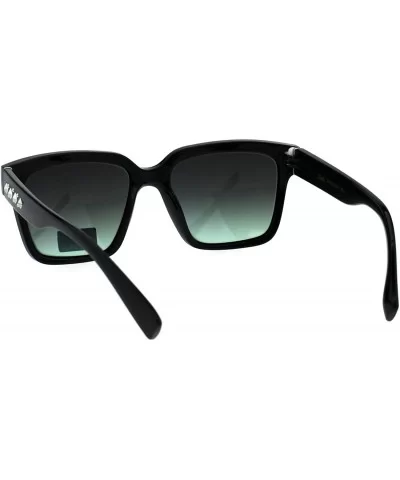 Womens Boyfriend Style Horn Rim Rectangular Plastic Goth Sunglasses - Black Green Smoke - CI18EHMUQO6 $5.67 Rectangular