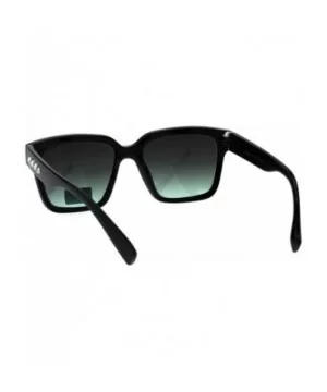 Womens Boyfriend Style Horn Rim Rectangular Plastic Goth Sunglasses - Black Green Smoke - CI18EHMUQO6 $5.67 Rectangular