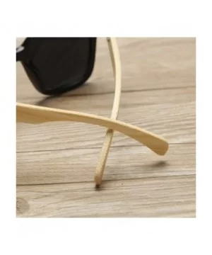 Wooden Bamboo Square Sunglasses Fashion Classic Retro Designer for Women Men - Black/Green - CS12JRYXMFL $13.73 Oversized