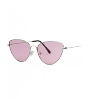 New Vintage Cat Eye Sunglasses Women Fashion Er Lady Mirror Cateye Sun Glasses Female Shades UV400 - Silver Pink - C0199CKY9Q...