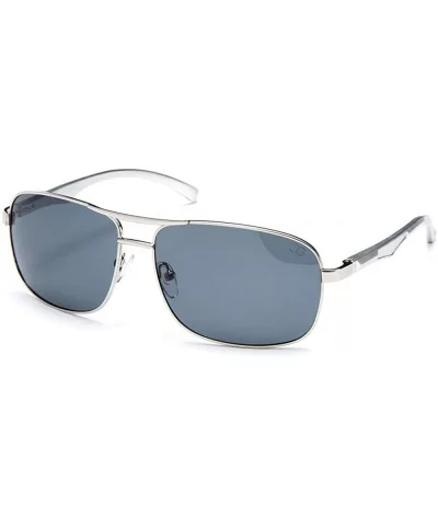 Unisex Premium Brushed Aluminum Aviator Polarized Lenses - Silver - CT11WYXSW5X $21.52 Square